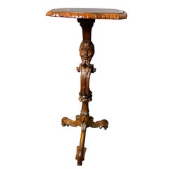 Hand Carved Side Table with Men's Face, 19th Century