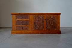 HAND CARVED SIDEBOARD BY AQUARIUS ENTERPRISES - SOUTH AFRICA 1970s
