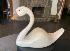 Hand Carved Signed Large Canadian Canada Vintage Wood Swan Decoy Sculpture