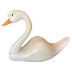 Hand Carved Signed Large Canadian Canada Vintage Wood Swan Decoy Sculpture