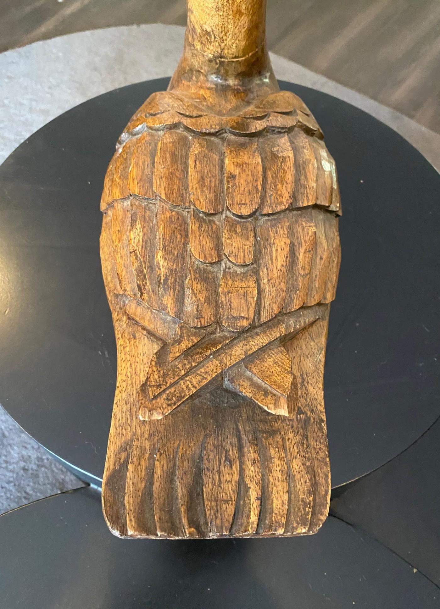 Hand Carved Signed Large Vintage Antique Wood Swan Decoy Sculpture, 1929 For Sale 6