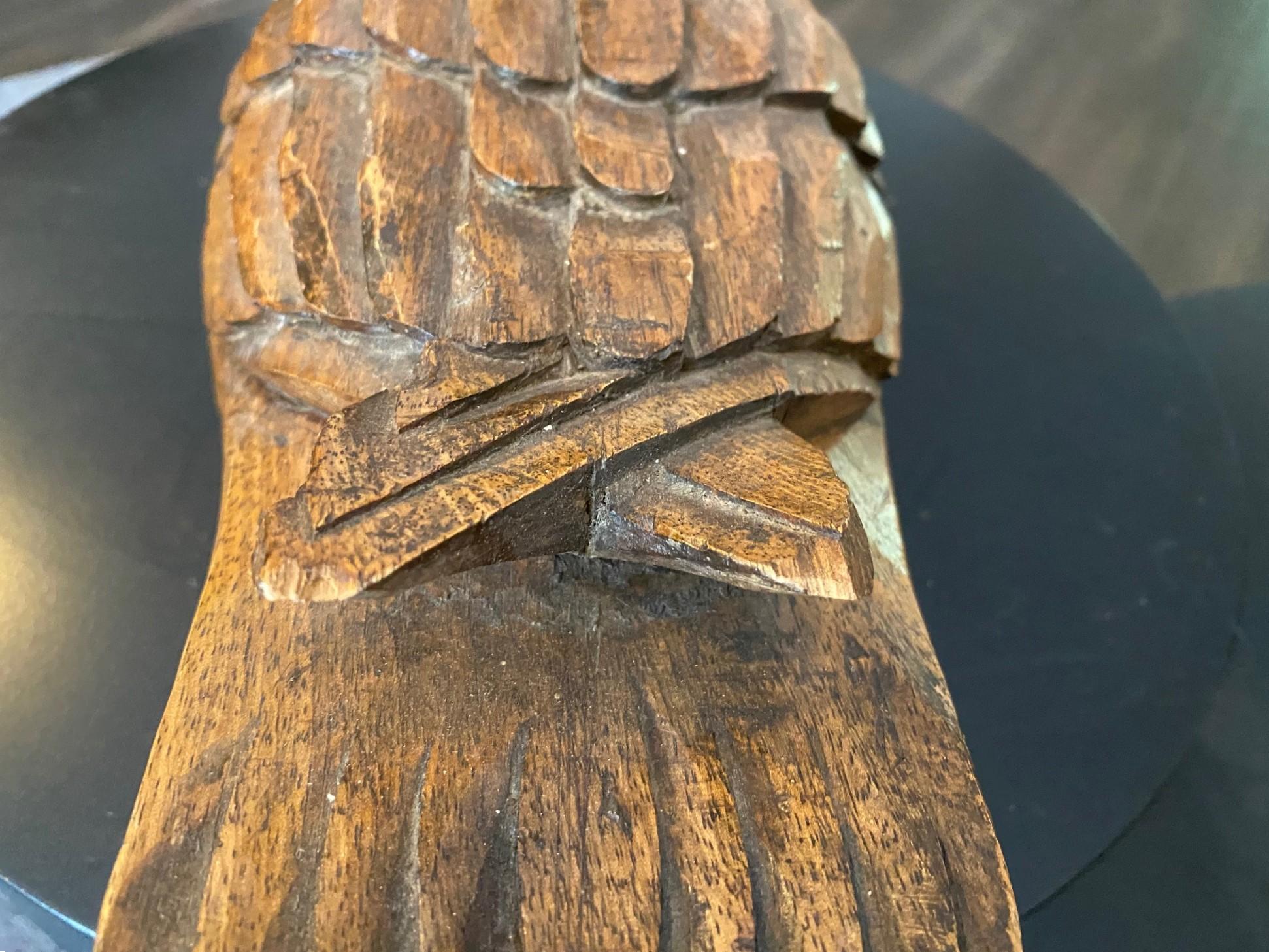 Hand Carved Signed Large Vintage Antique Wood Swan Decoy Sculpture, 1929 For Sale 7