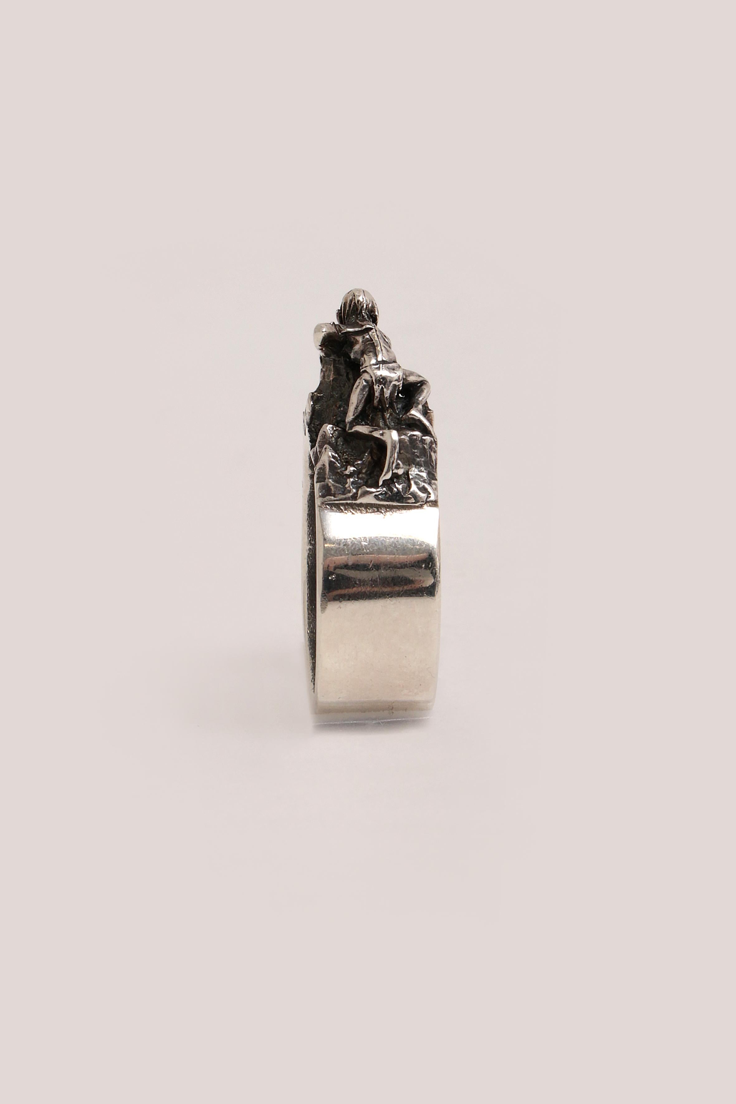 Late 20th Century Hand-carved silver ring Smeagol (Lord of the Rings) For Sale