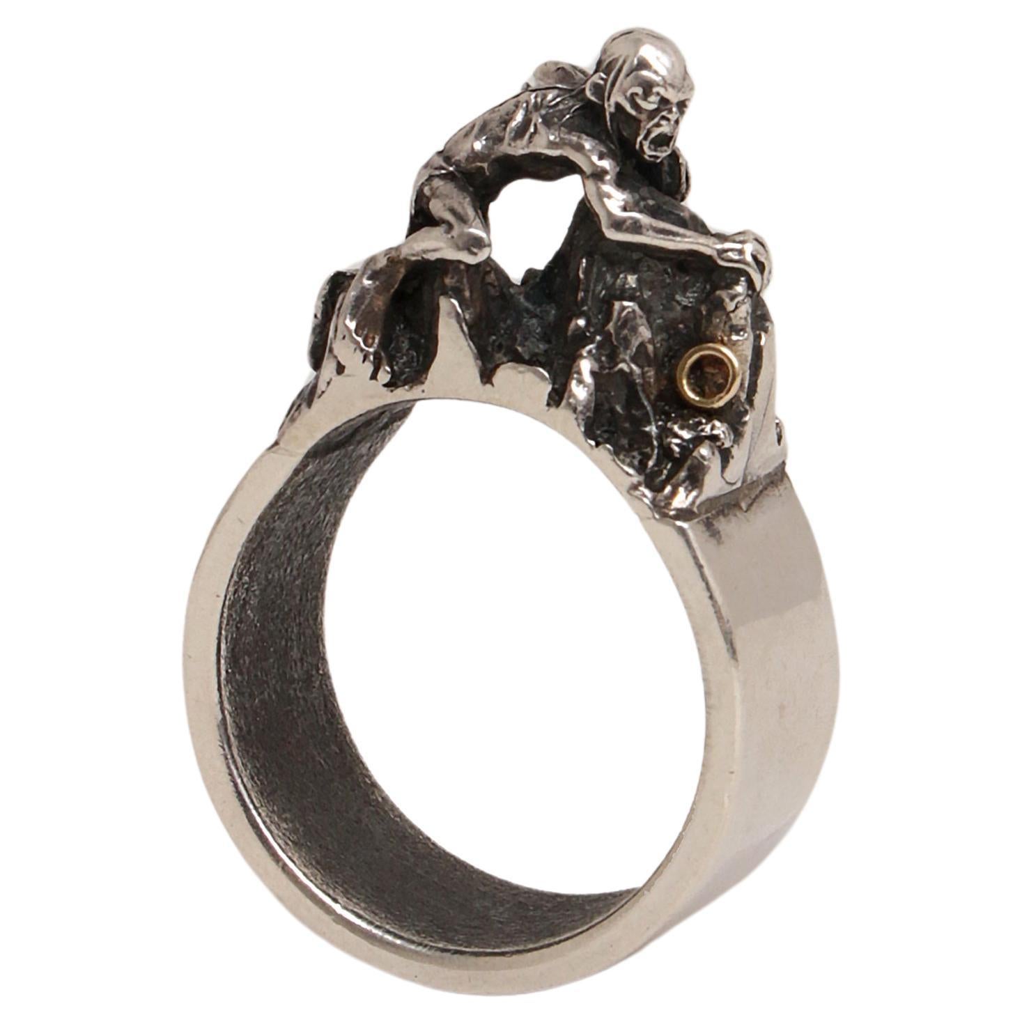 Hand-carved silver ring Smeagol (Lord of the Rings) For Sale