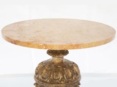 Hand Carved Silvergilt Urn-Form Accent Table with Marble Top