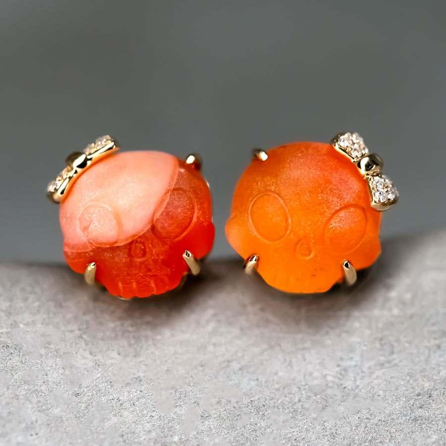 Hand Carved Skull with Diamond Bows Mexican Fire Opal Stud Earrings 18k Yellow Gold.


Free Domestic USPS First Class Shipping! Free Gift Bag or Box with every order!

Opal—the queen of gemstones, is one of the most beautiful gemstones in the world.