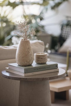 Hand-Carved Small Marble Candle by Mexican Artisans