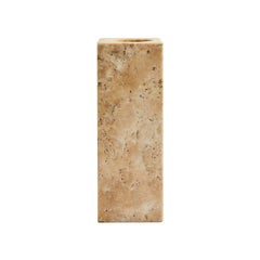 Hand Carved Small Travertine Mies Vase by Greg Natale