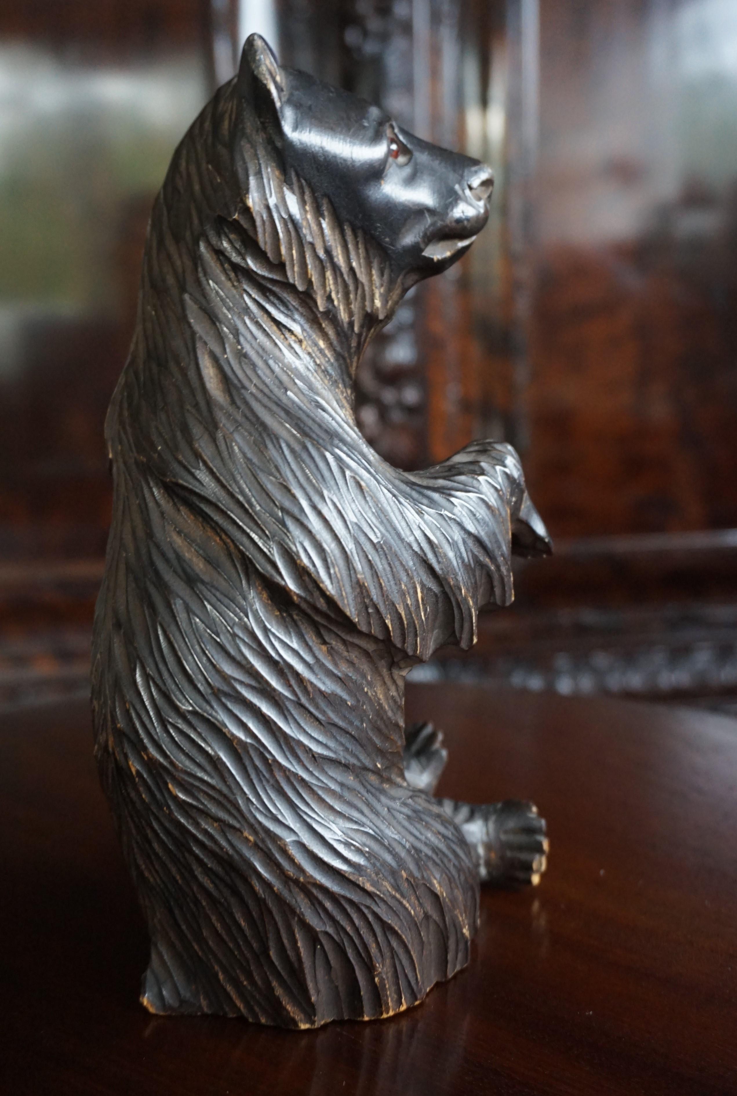 Hand-Carved Small Wooden Bear Sculpture with Lots of Character Made in Russia For Sale 2