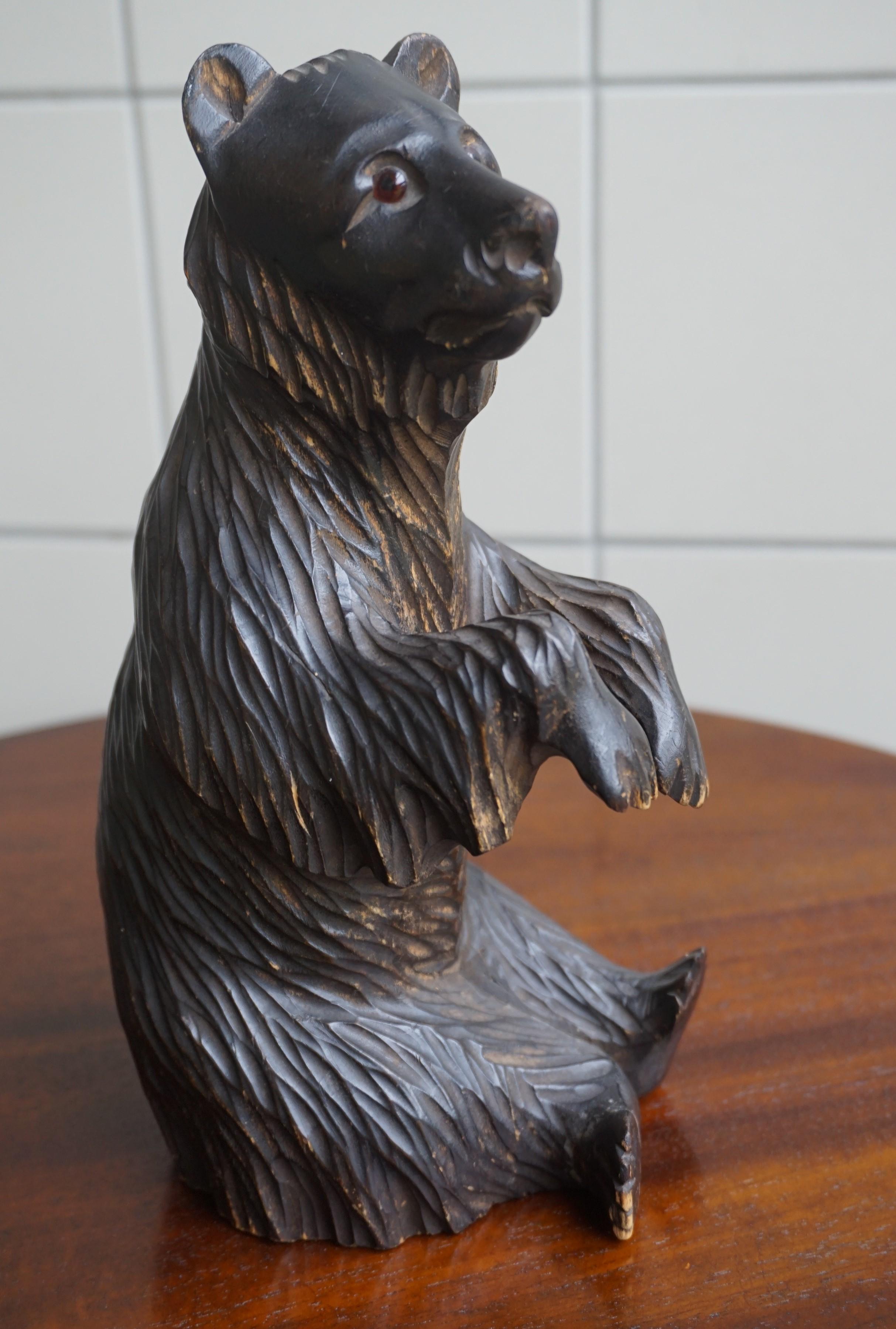 Hand-Carved Small Wooden Bear Sculpture with Lots of Character Made in Russia For Sale 6