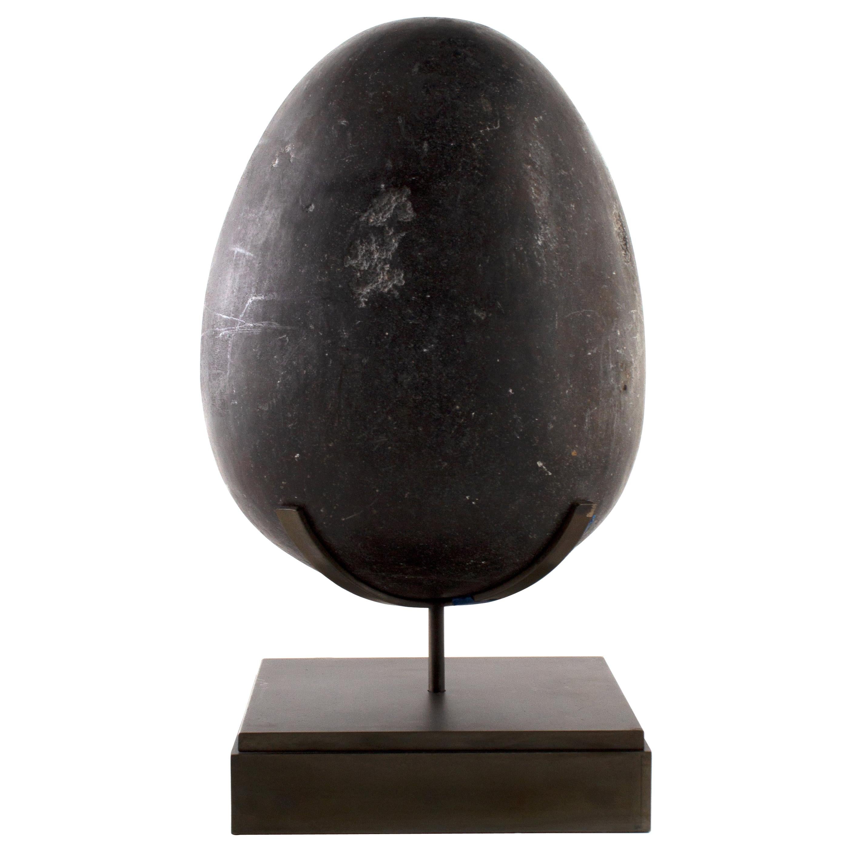 Hand Carved Soap Stone Egg on Museum Mount