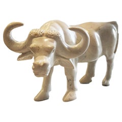 Retro Hand Carved Soapstone Cattle