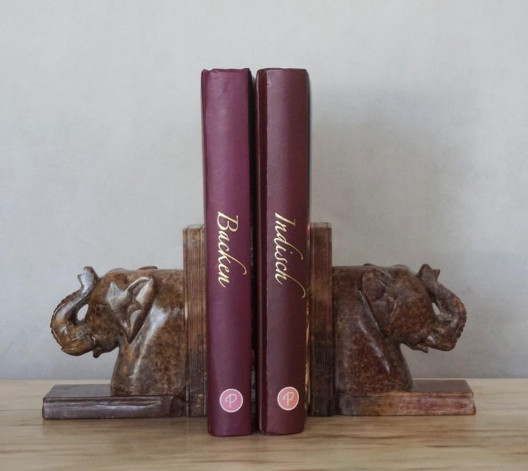 Hand Carved Soapstone Elephant Bookends For Sale at 1stdibs