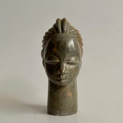 Hand Carved Soapstone Tribal Bust 1940s