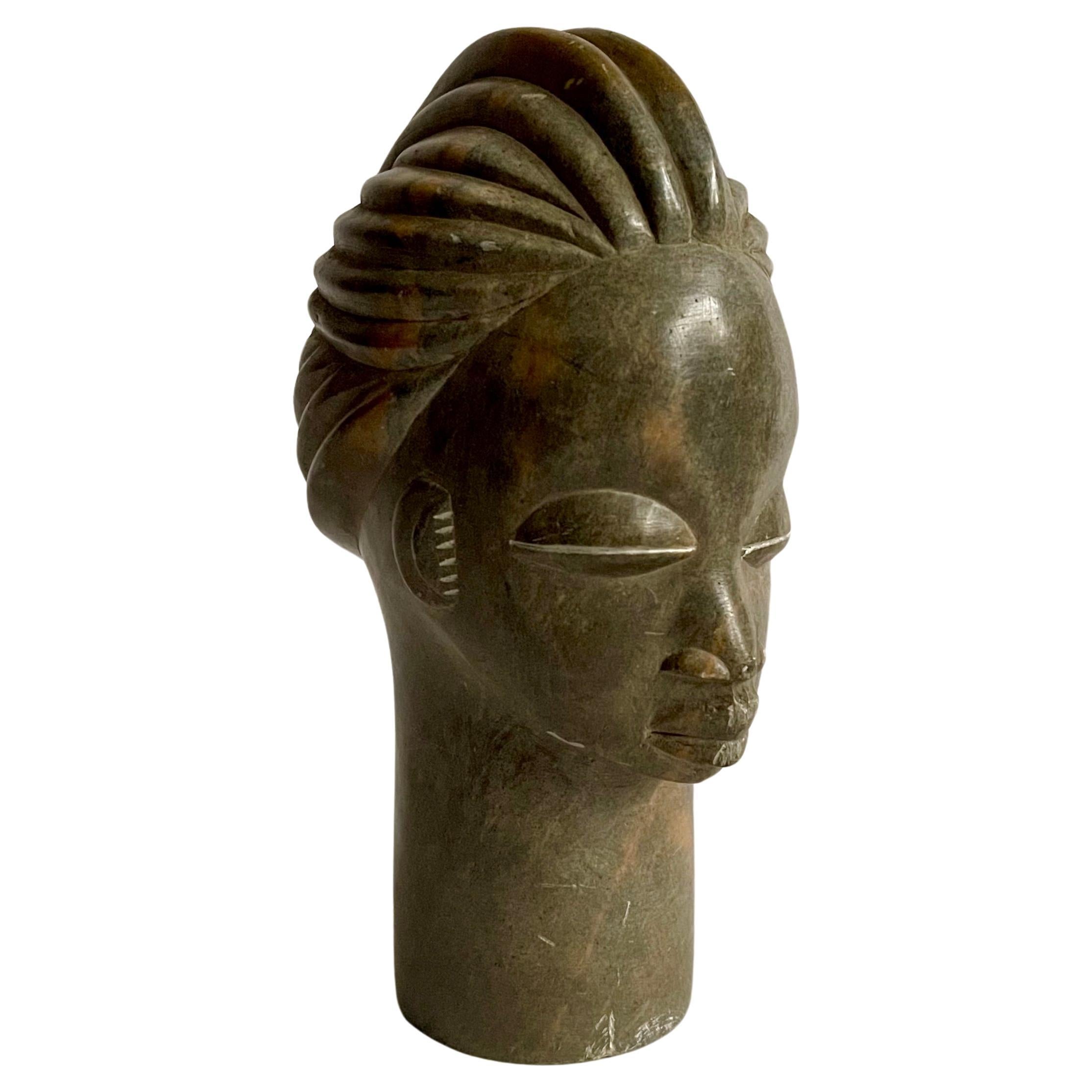 Hand Carved Soapstone Tribal Bust 1940s
