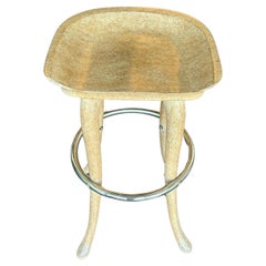 Hand-Carved Softwood and Steel Elephant Stools (Pair)