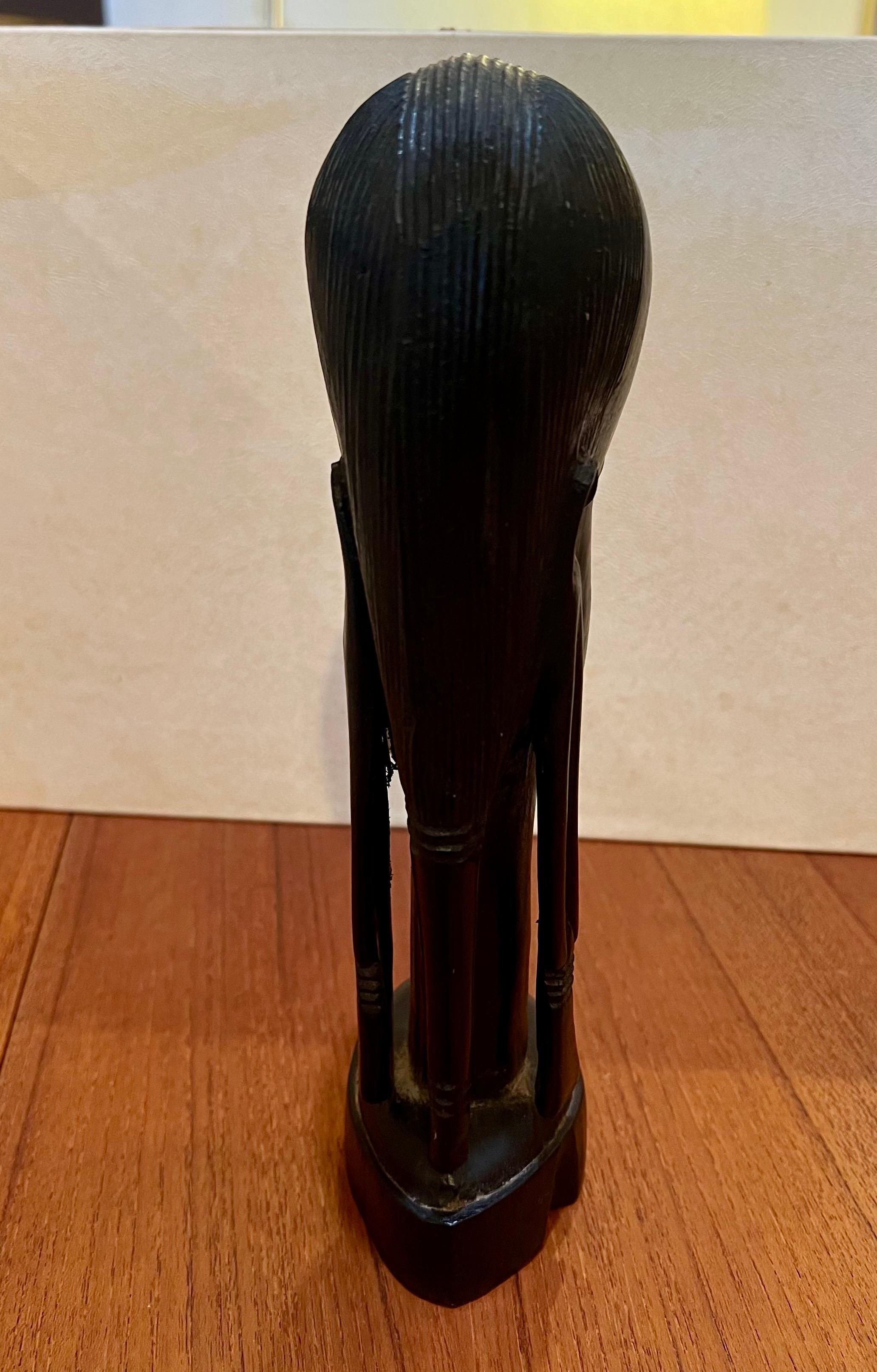 20th Century Hand Carved Solid Ebony wood African tribal Warrior Head Bust Sculpture For Sale