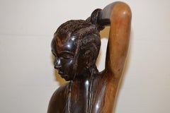 Handgeschnitzt Massivholz afrikanische weibliche Figur Skulptur - 100 cm / 39.4 in
