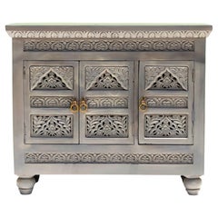 Hand-Carved Solid Wood Cabinet with Floral Motifs by Artisanal