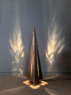 Hand-Carved Solid Wood Light Contemporary Sculptural Floor Lamp MAYA Flowlight