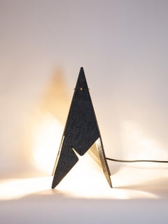 Hand-carved Solid Wood Table Lamp Contemporary Design Art Light POLAR in Black