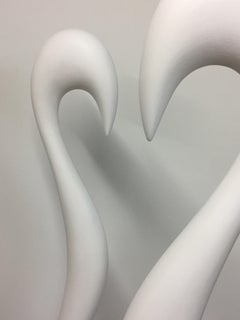 Hand Carved Solid Wood Bird Sculptures White Opaque Gesso finish by Dave Lasker