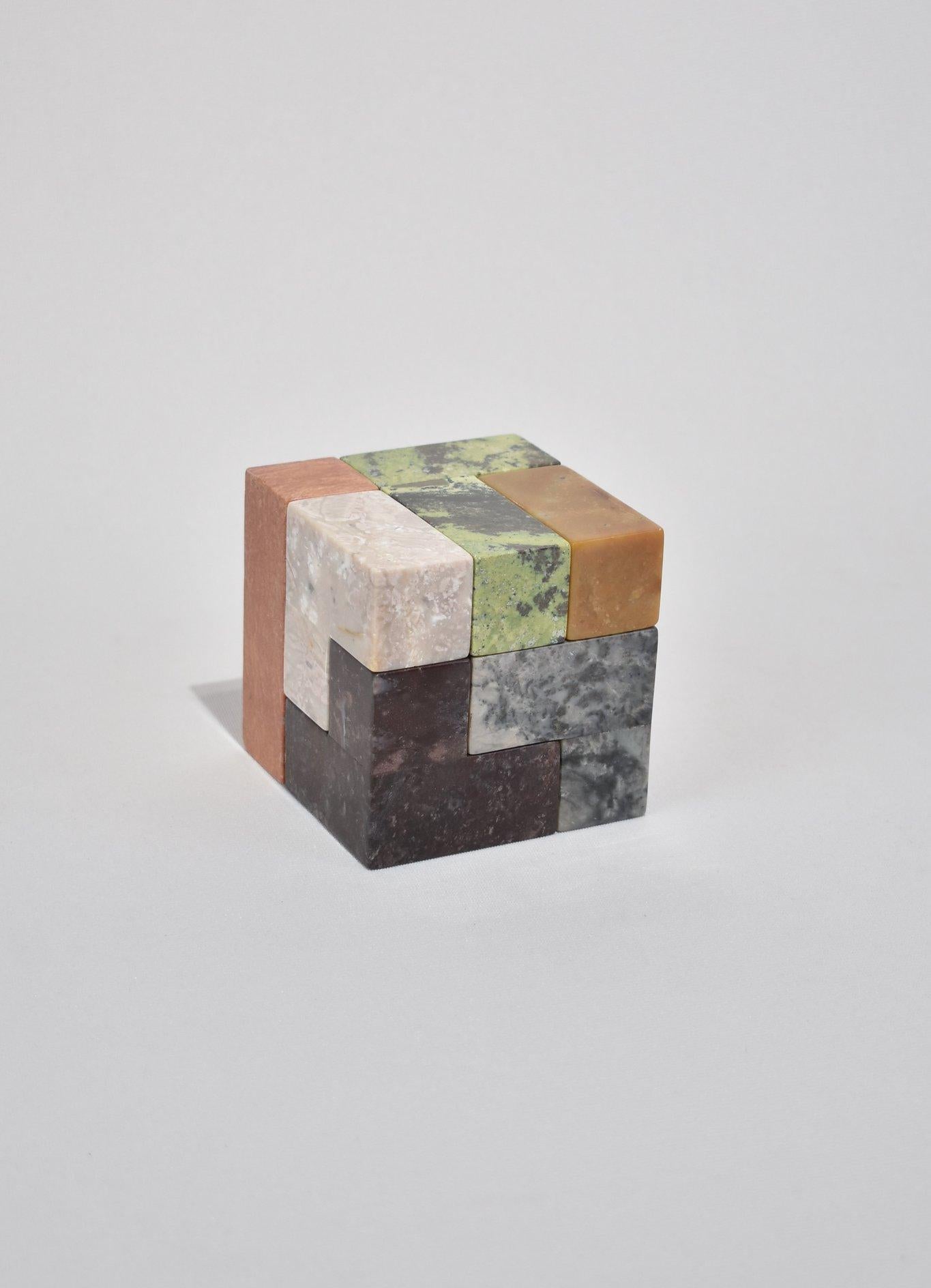 Peruvian Hand-Carved Soma Cube Puzzle Sculpture in Mix Stones