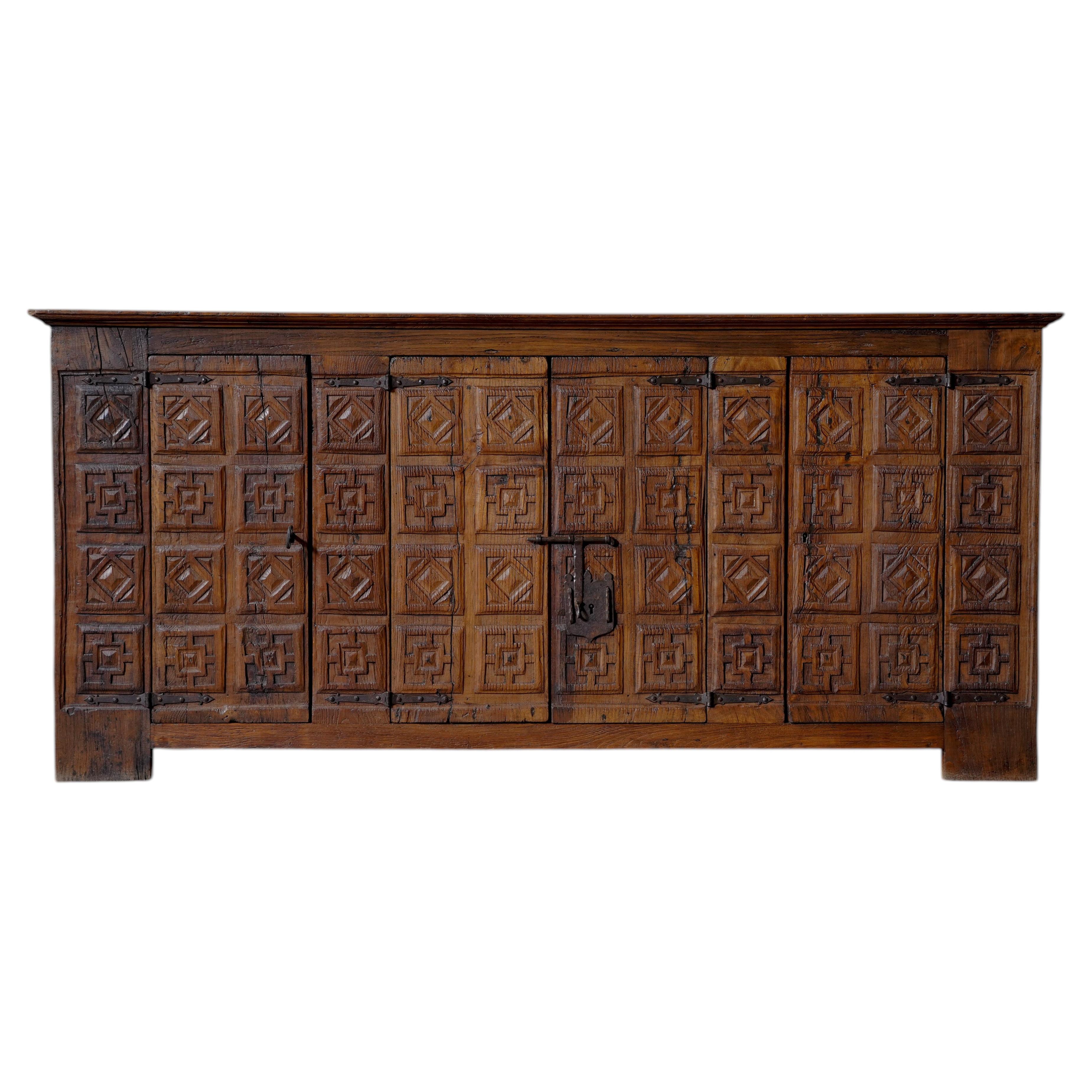 HAND CARVED SPANISH SIDEBOARD - SPAIN 1800s