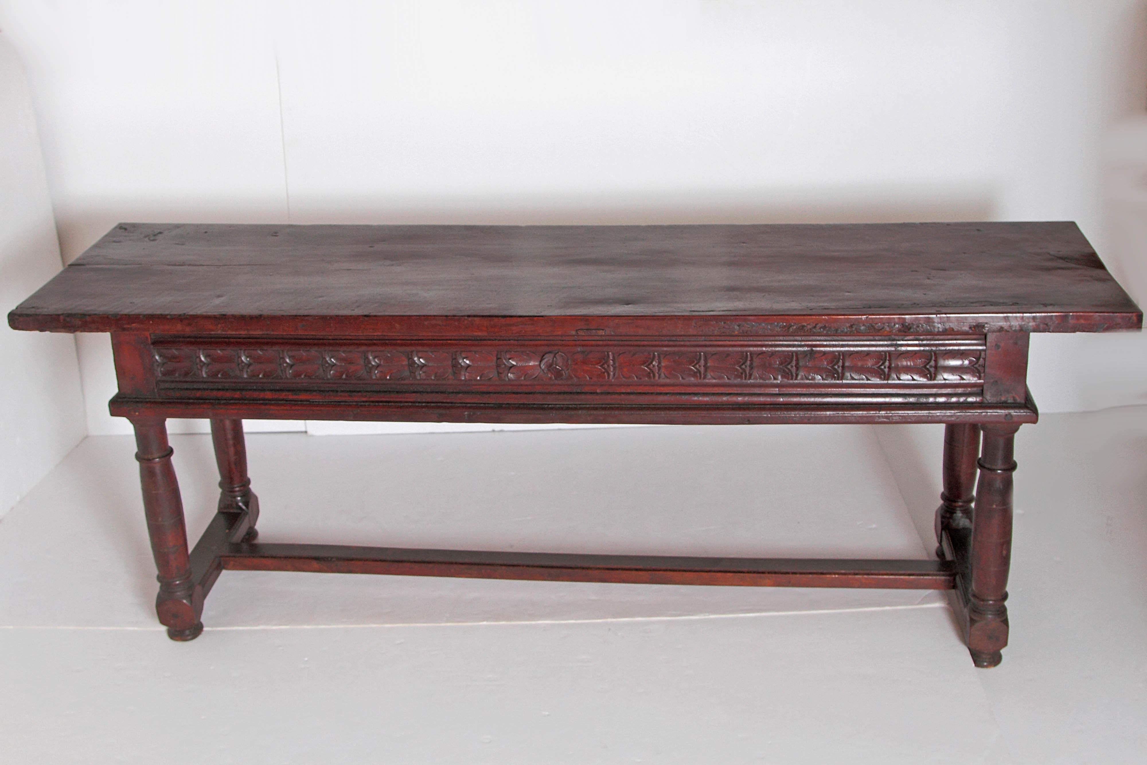 18th Century and Earlier Hand Carved Spanish Walnut Table