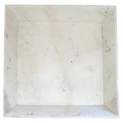Hand-Carved Square Marble Tray from India