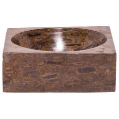 Hand-Carved Tigerman Squared Puddingstone Basin