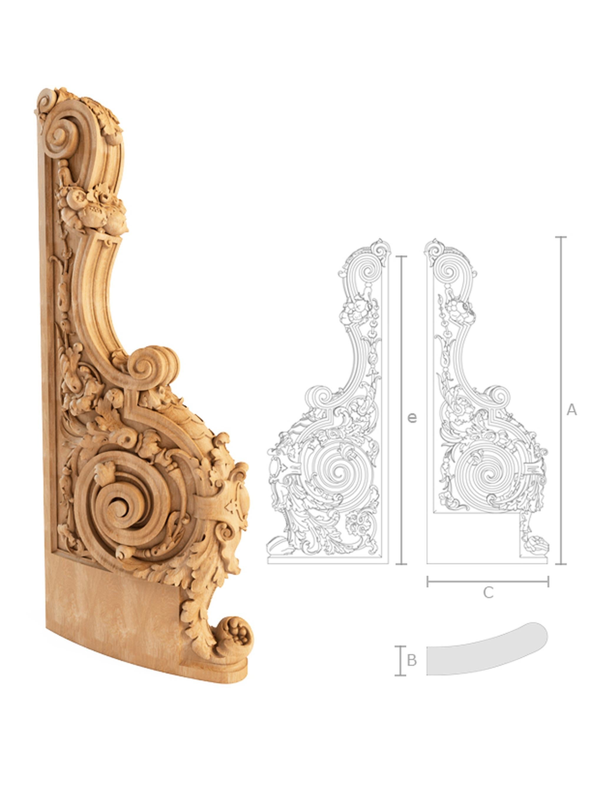 Unfinished high quality carved staircase pillar from oak or beech of your choice.

>> SKU: L-107L

>> Dimensions (A x B x C x e):

- 50.51