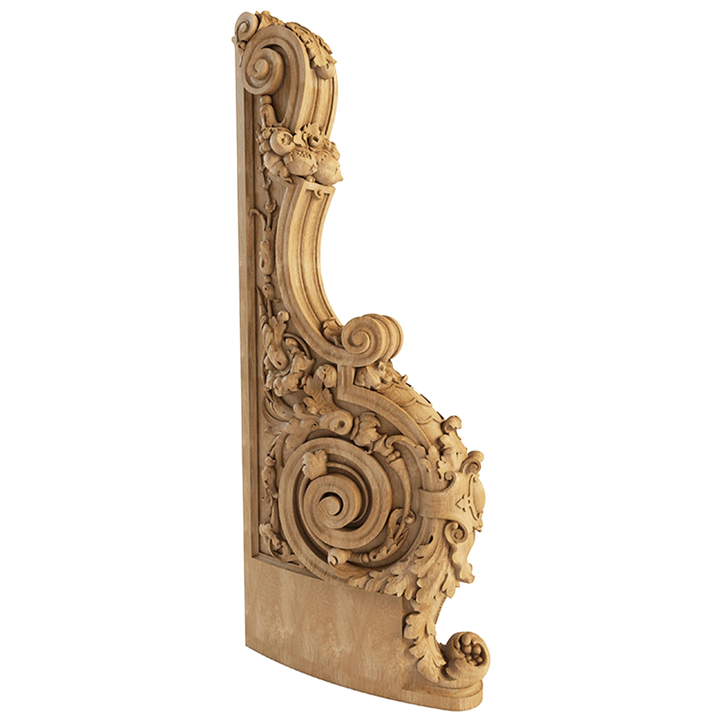 Hand Carved Staircase Pillar, Victorian Hardwood Newel Post Design For Sale