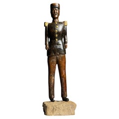Hand-carved statue of a French officer, 19th century