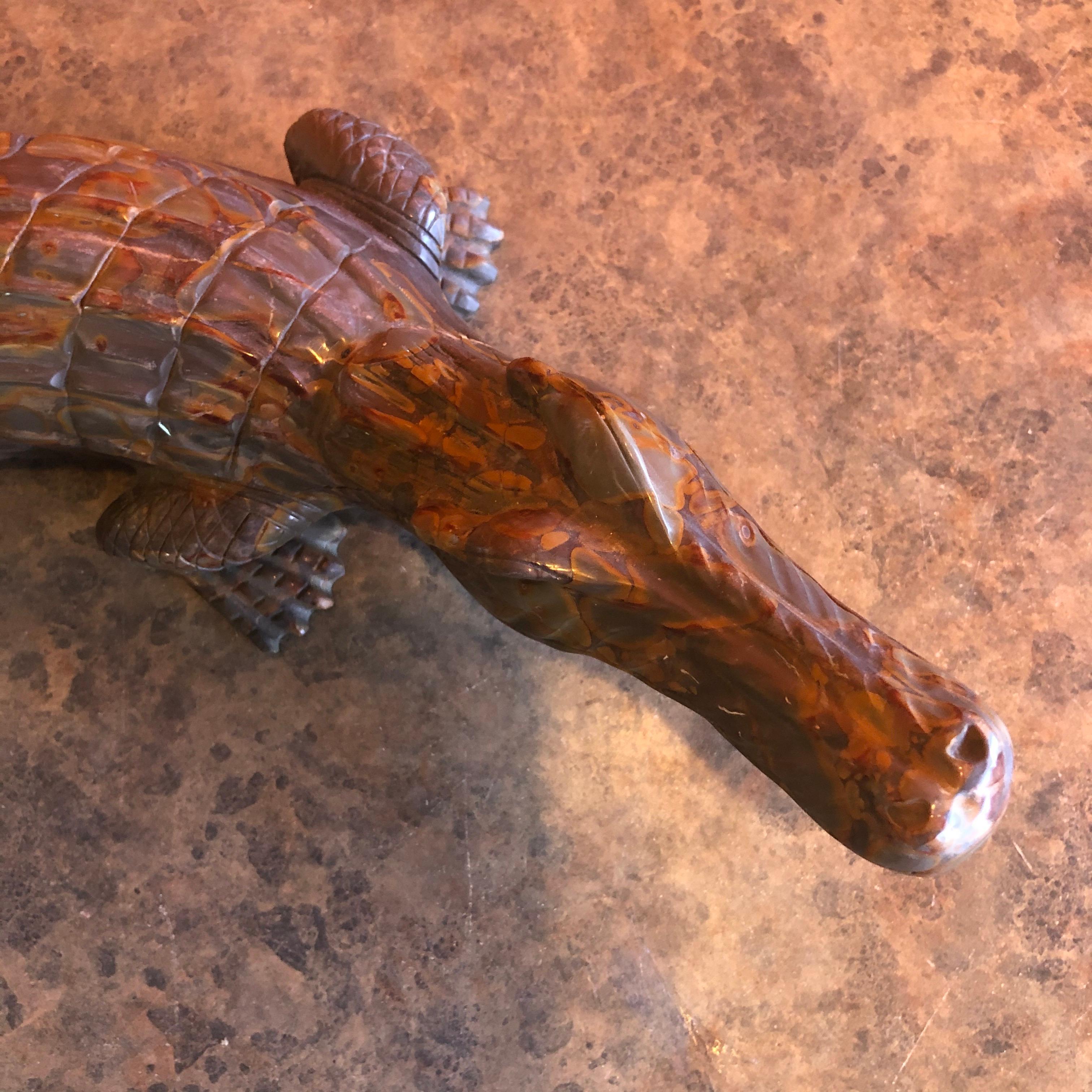 Hand-Carved Hand Carved Stone Alligator / Crocodile Sculpture For Sale