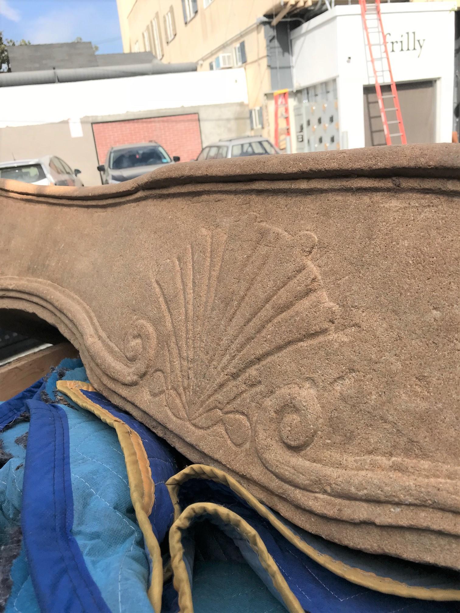 Stone Hand Carved stone Antique Farm Fireplace Mantle Chimney Surround Los Angeles CA For Sale