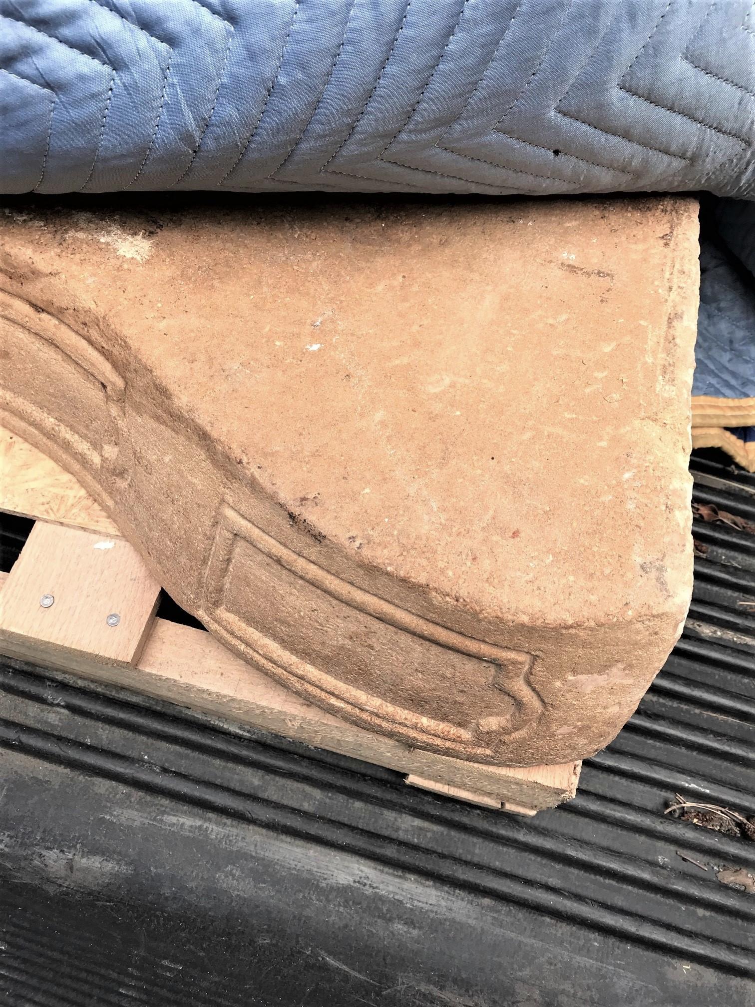 Hand Carved stone Antique Farm Fireplace Mantle Chimney Surround Los Angeles CA For Sale 1
