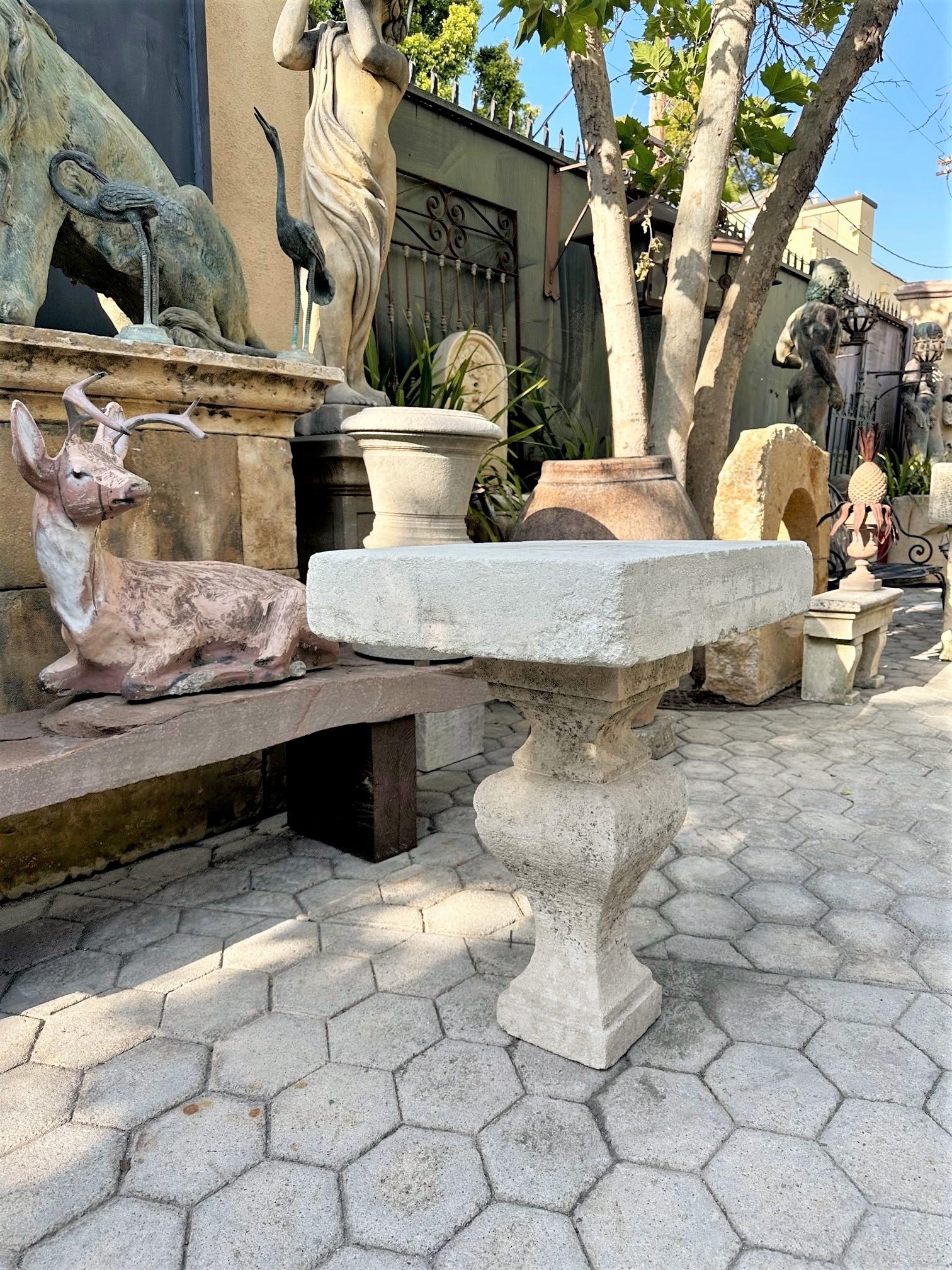 Hand Carved Stone Antique Garden Outdoor Indoor Side Center Coffee Farm Table CA For Sale 11