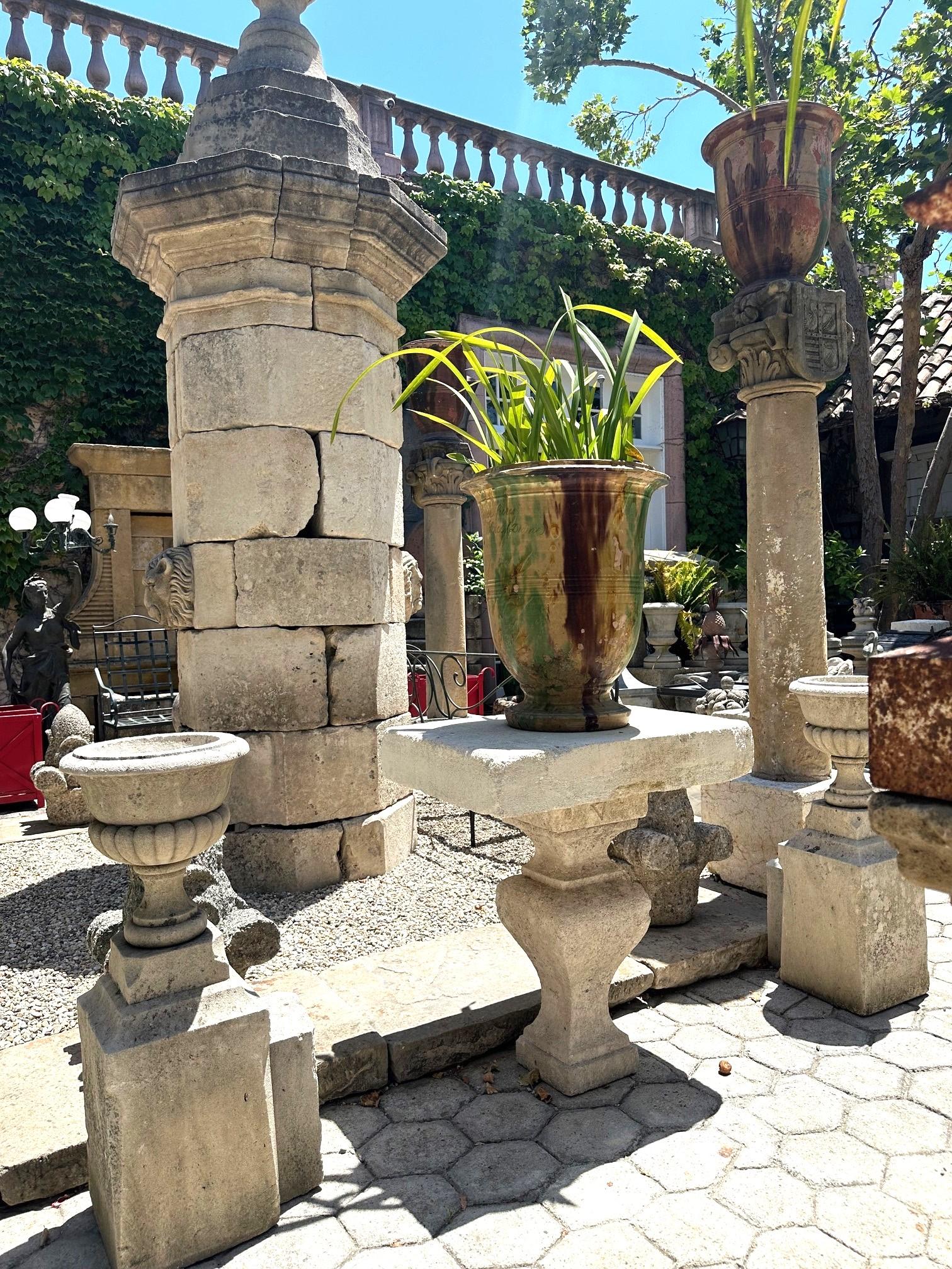 Piedra tallada a mano Antiguo Jardín Exterior Interior Centro Lateral Café Granja Mesa CA en venta 2
