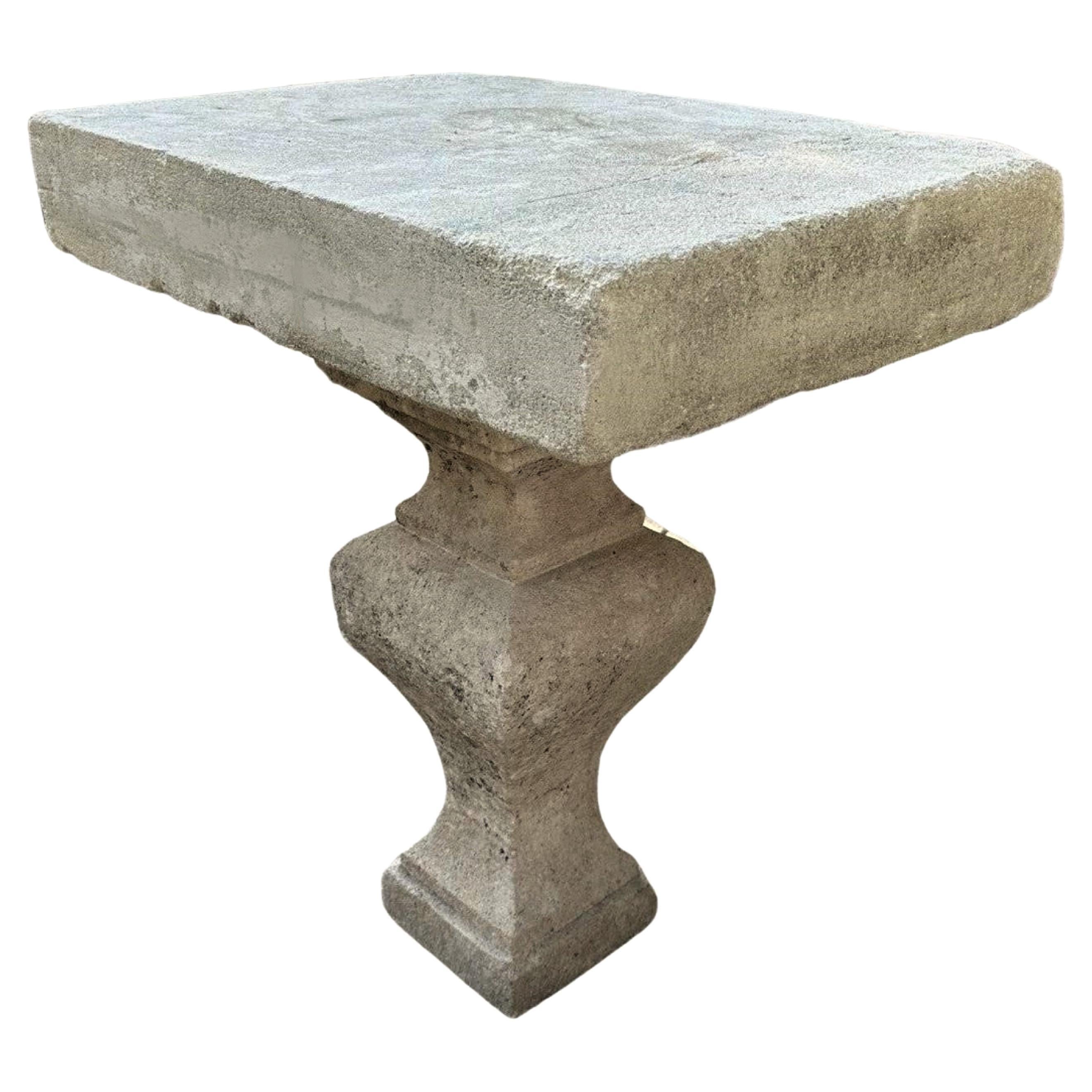 Hand Carved Stone Antique Garden Outdoor Indoor Side Center Coffee Farm Table CA For Sale