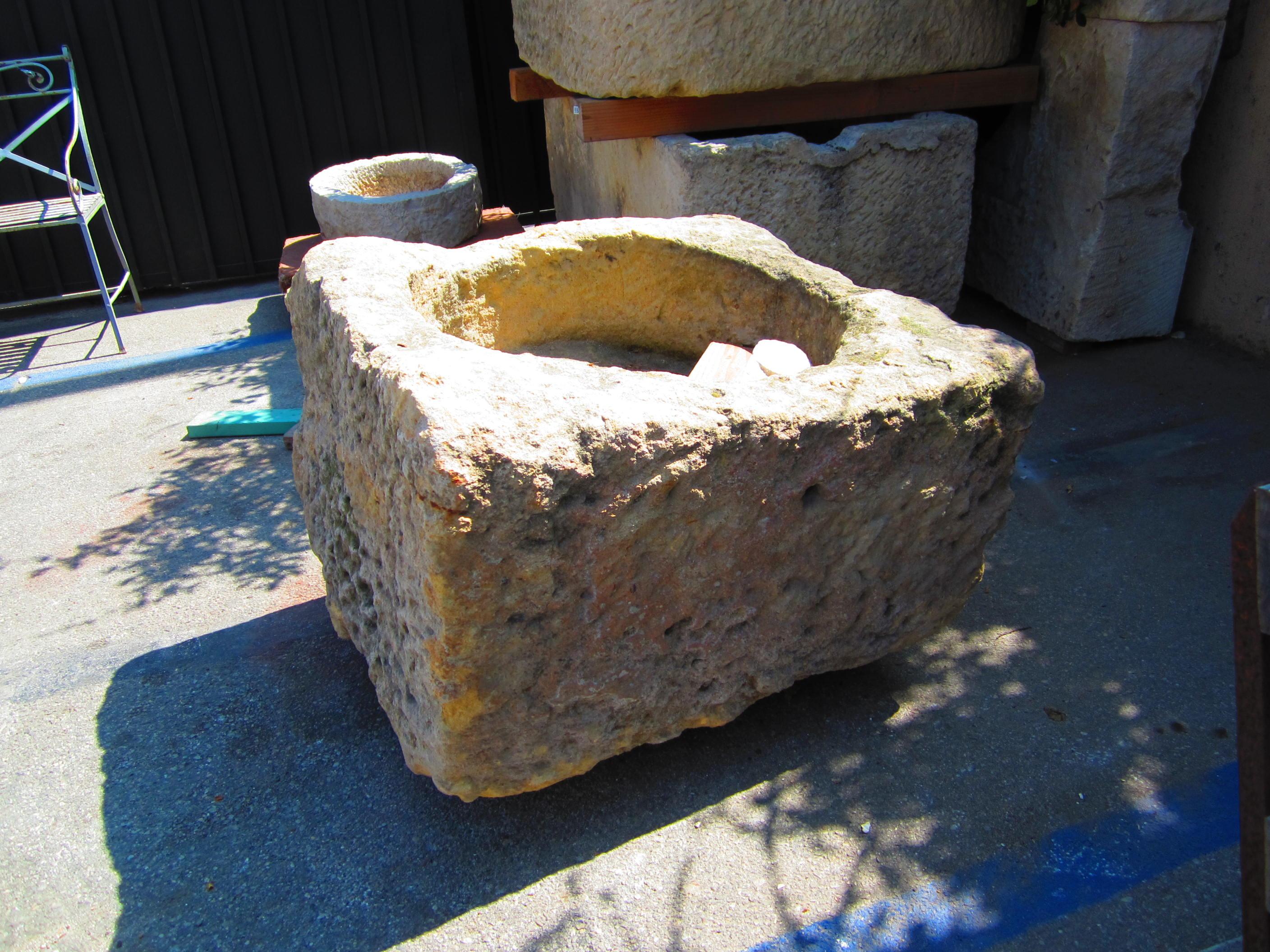 Hand-Carved Hand Carved Stone Basin Trough Sink planter Container Antiques Los Angeles CA LA