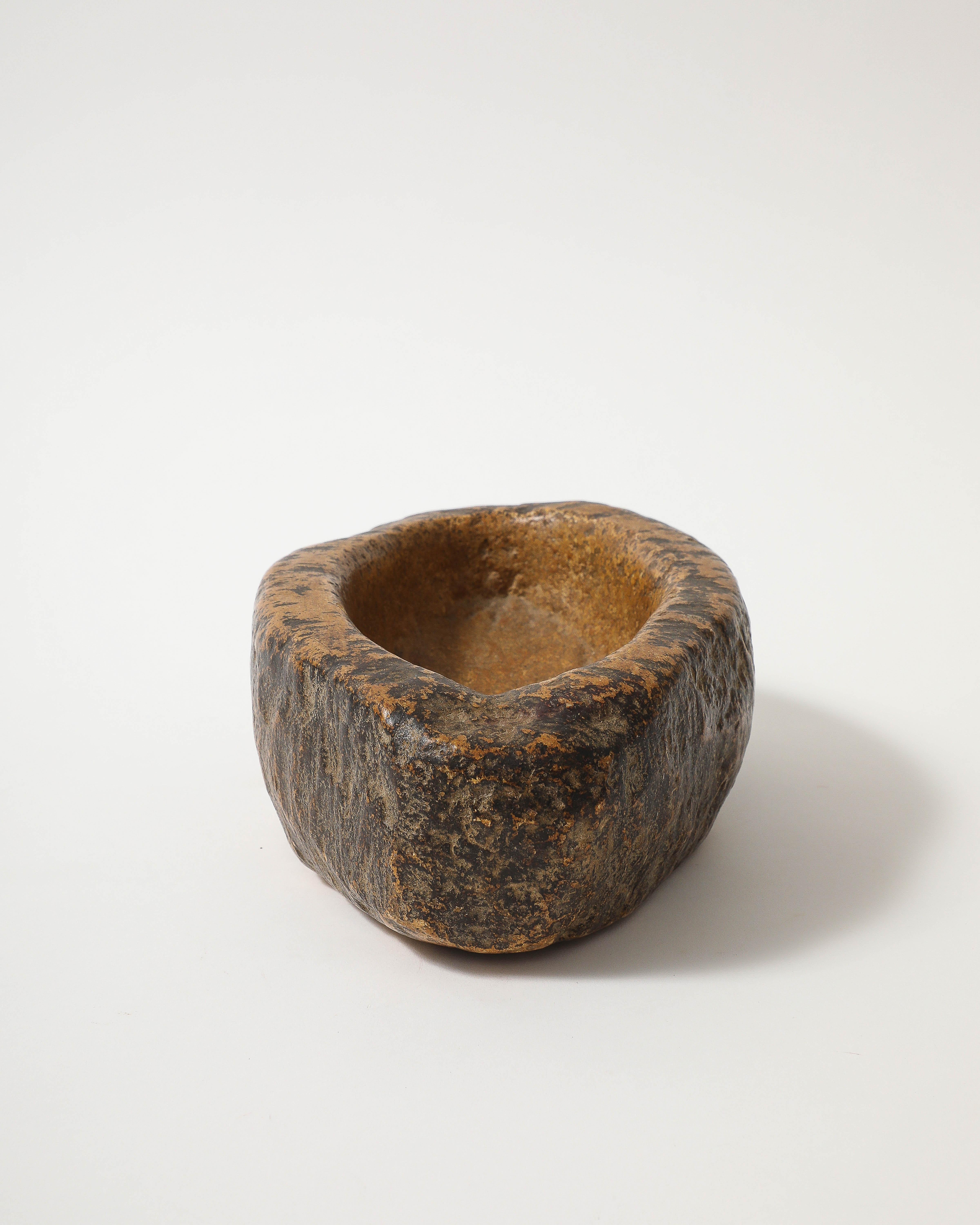 Hand Carved Stone Bowl with Organic Texture, France, 20th C In Excellent Condition For Sale In New York City, NY