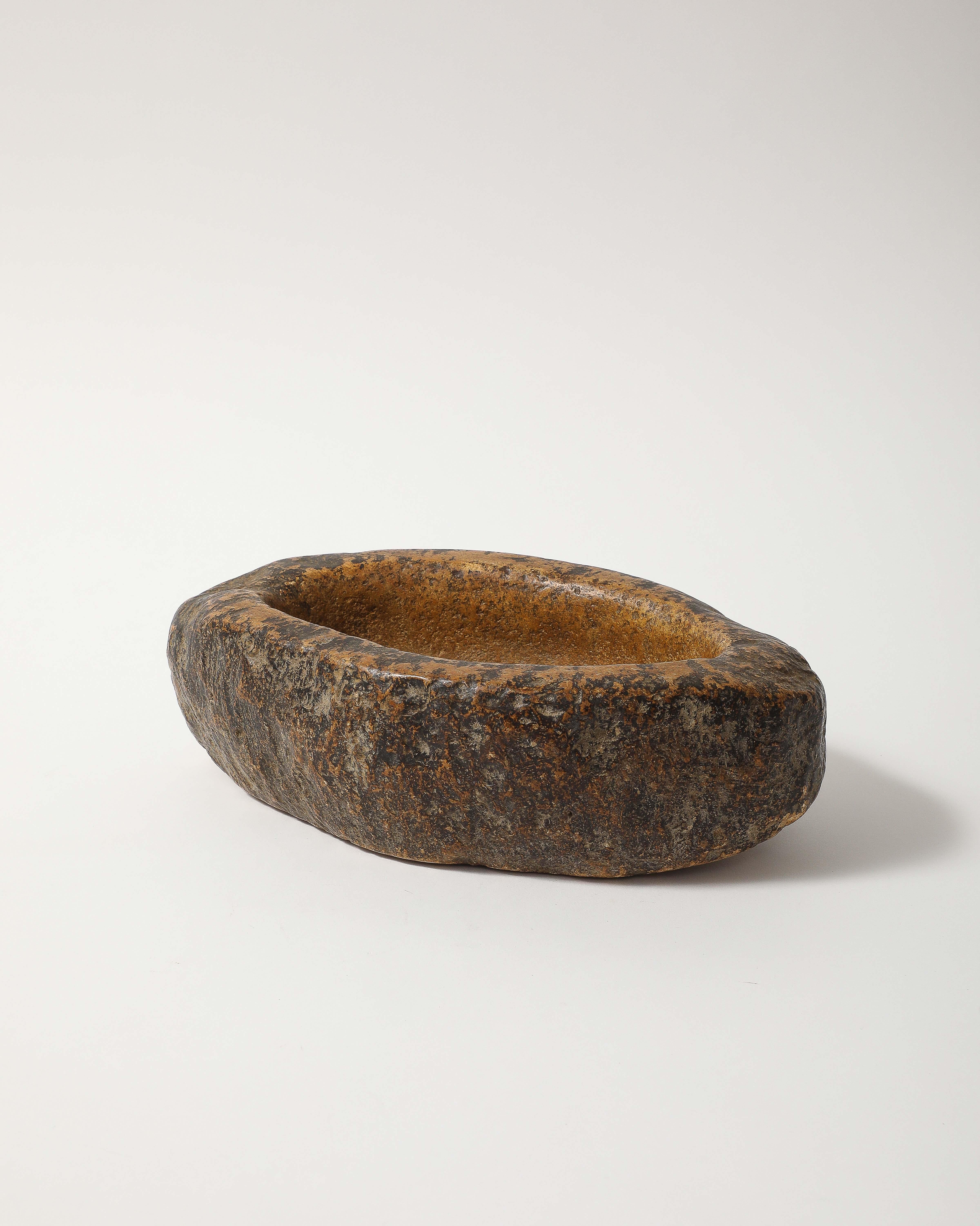 Hand Carved Stone Bowl with Organic Texture, France, 20th C For Sale 2