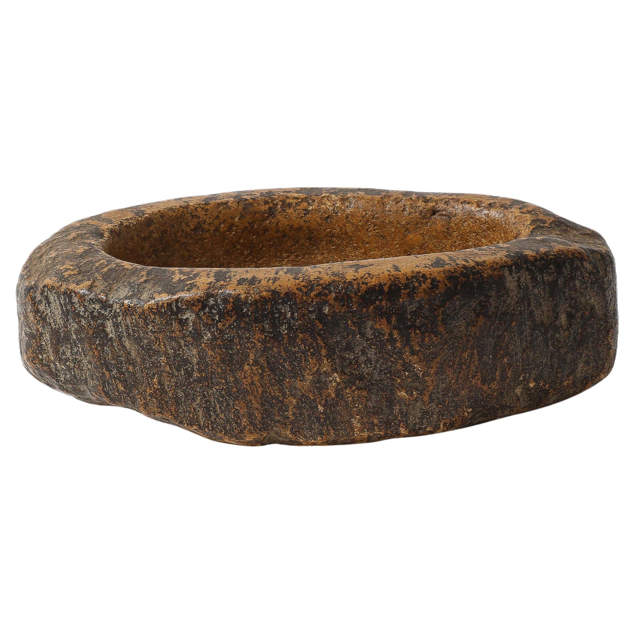 Hand Carved Stone Bowl with Organic Texture, France, 20th C