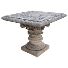 Hand Carved Stone Capital Base Table from Italy