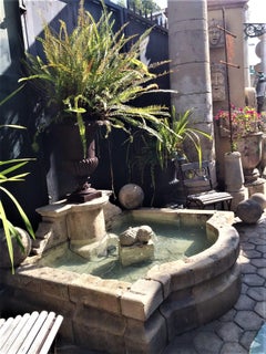 Hand Carved Stone Center fountain Head Sculpted Water Spout on Base Antiques LA