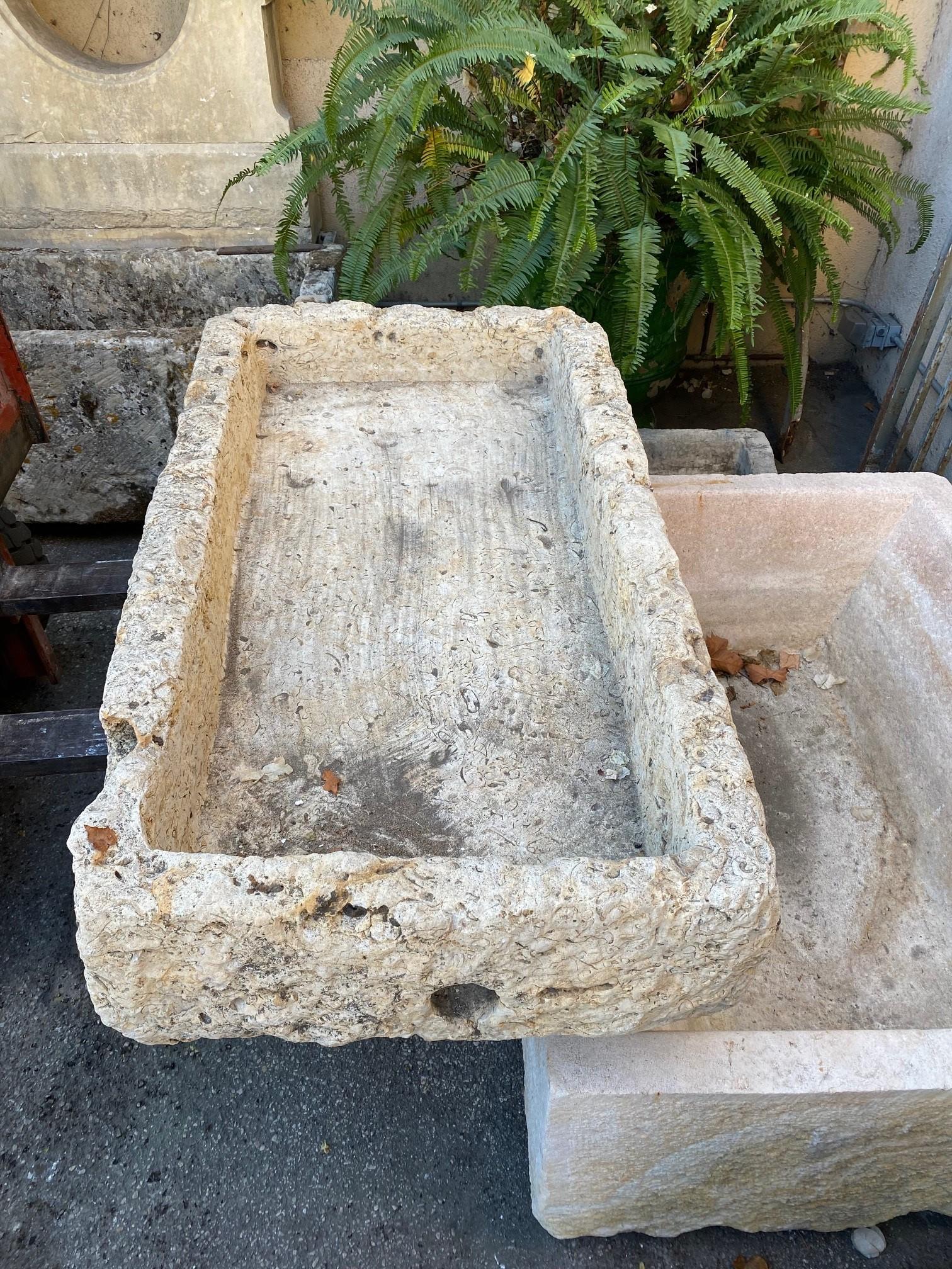 Hand-Carved Hand Carved Stone Container Farm Sink Planter Trough Antiques Basin Herb Garden