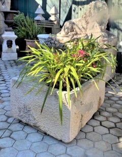 Hand Carved Stone Container Fountain Basin Planter Farm Sink Trough Antique LA