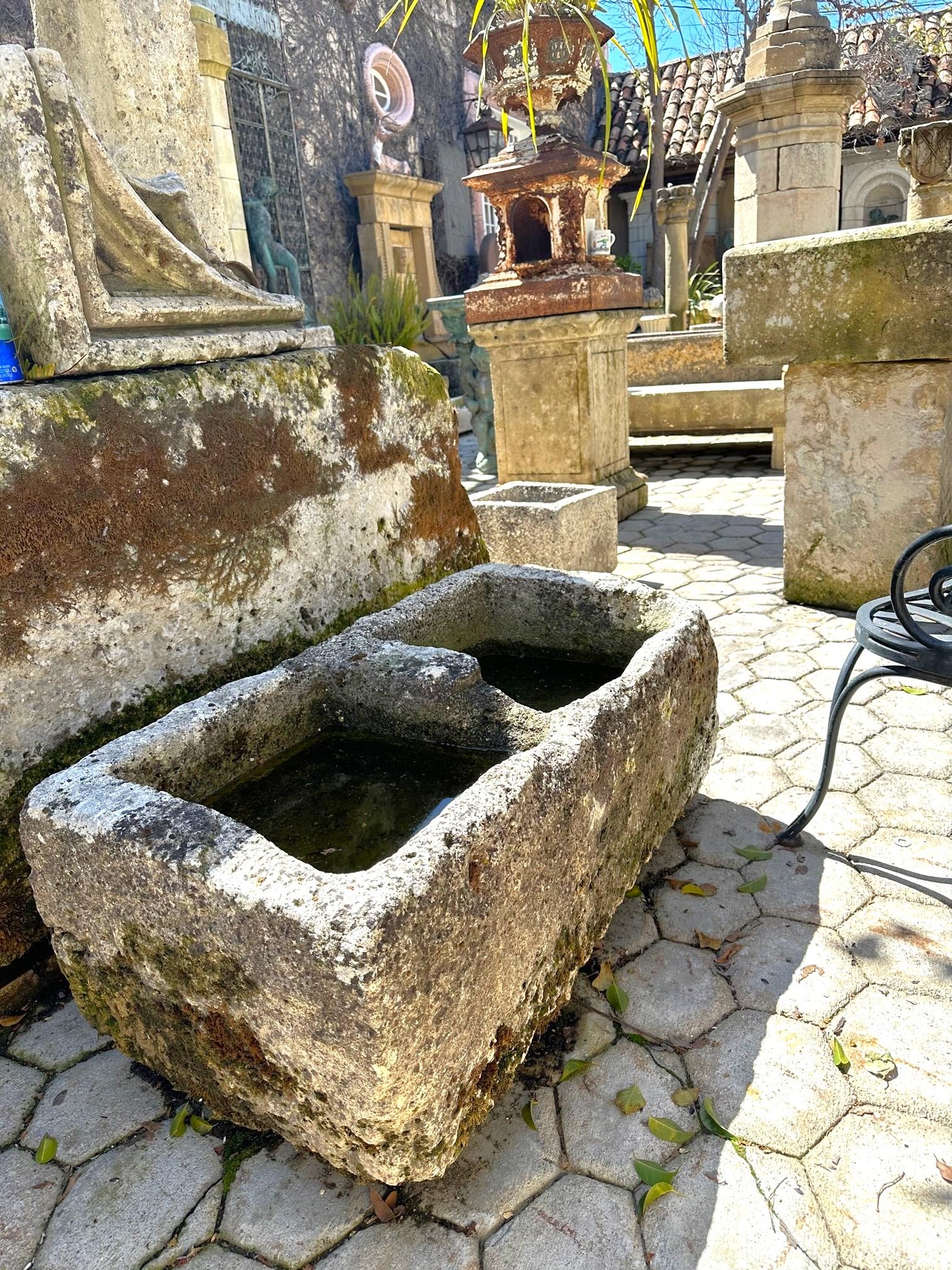 Hand Carved Stone Container Fountain Basin Trough Planter Sink Antiques LA CA en vente 9