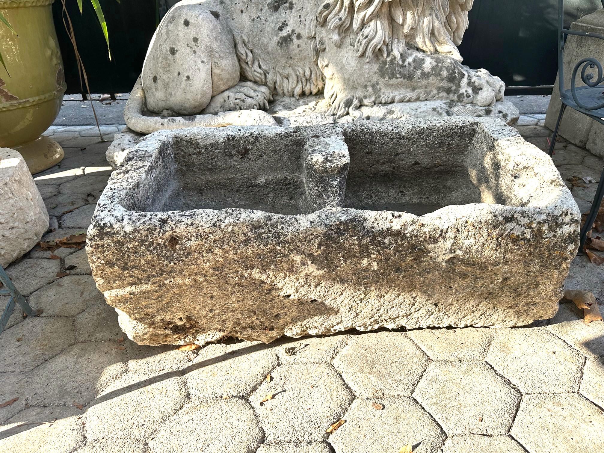 Hand Carved Stone Container Fountain Basin Trough Planter Sink Antiques LA CA en vente 13